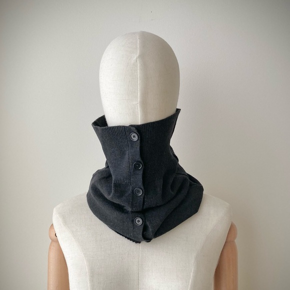 joodito 100% merino wool sweater snood gaiter long scarf winter warm dark gray - Picture 3 of 8